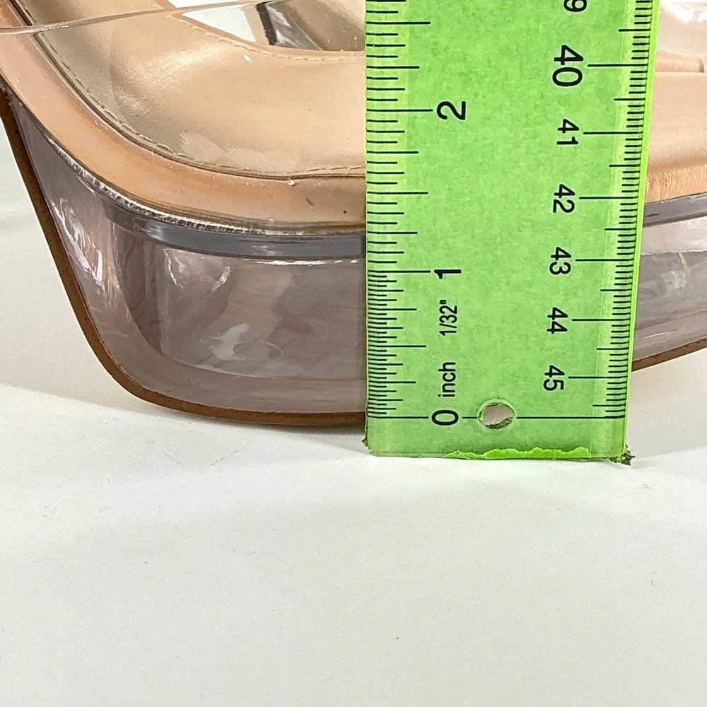 Steve Madden Size 10 Tan Clear Lucite Platform Block Heel Sandals NEW Ana $149